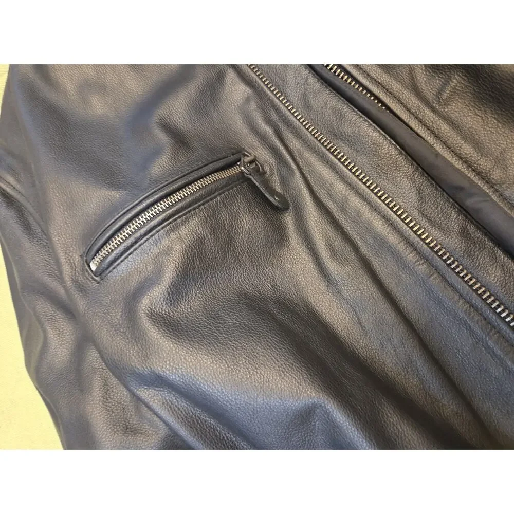 First Classics Classic Leather Gear Men’s Size XL Black Leather Jacket w/Liner